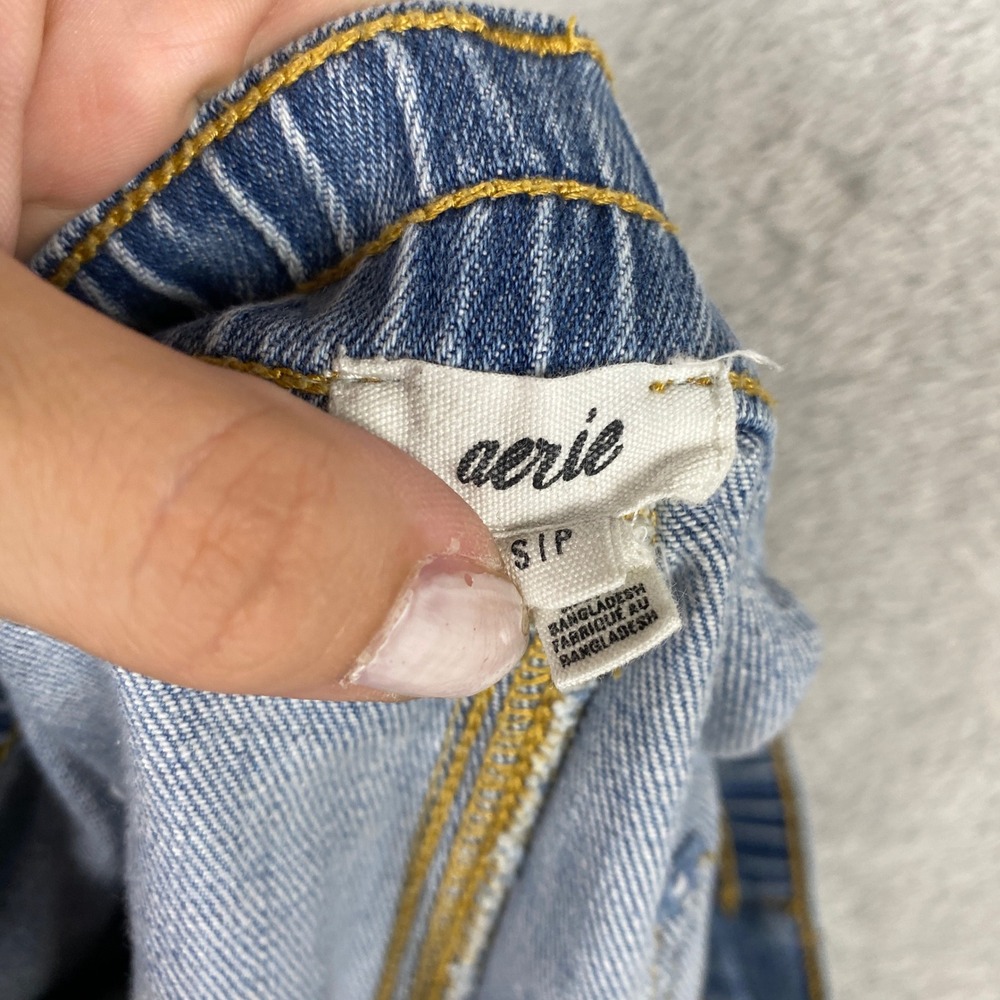Aerie Womens Medium Wash Distressed Denim Cut Off Shorts Elastic Back Small - Picture 3 of 7